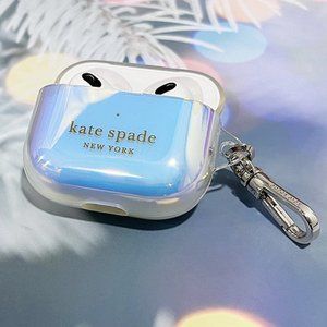 KATE SPADE Gold Metallic Iridescent Gradient Ombre AirPod 3rd Gen Keychain Case